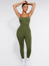 Well-in Vogue High Stretchy Seamless Sling Tummy Control Jumpsuit Removable cup pads